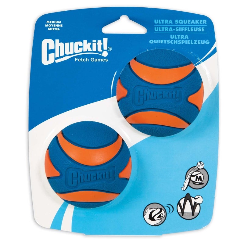 Chuckit! 6 Pack of Ultra Squeaker Ball Dog Toys, Medium, Whistles When Thrown - Image 1
